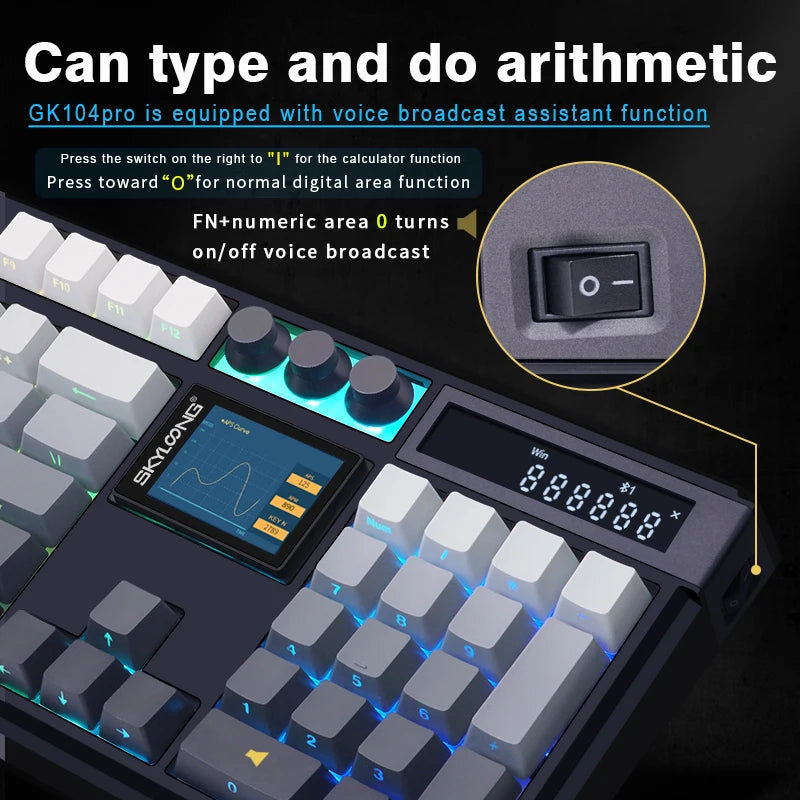 SKYLOONG GK104 Pro Full-Size 3-Mode Wireless Mechanical Keyboard