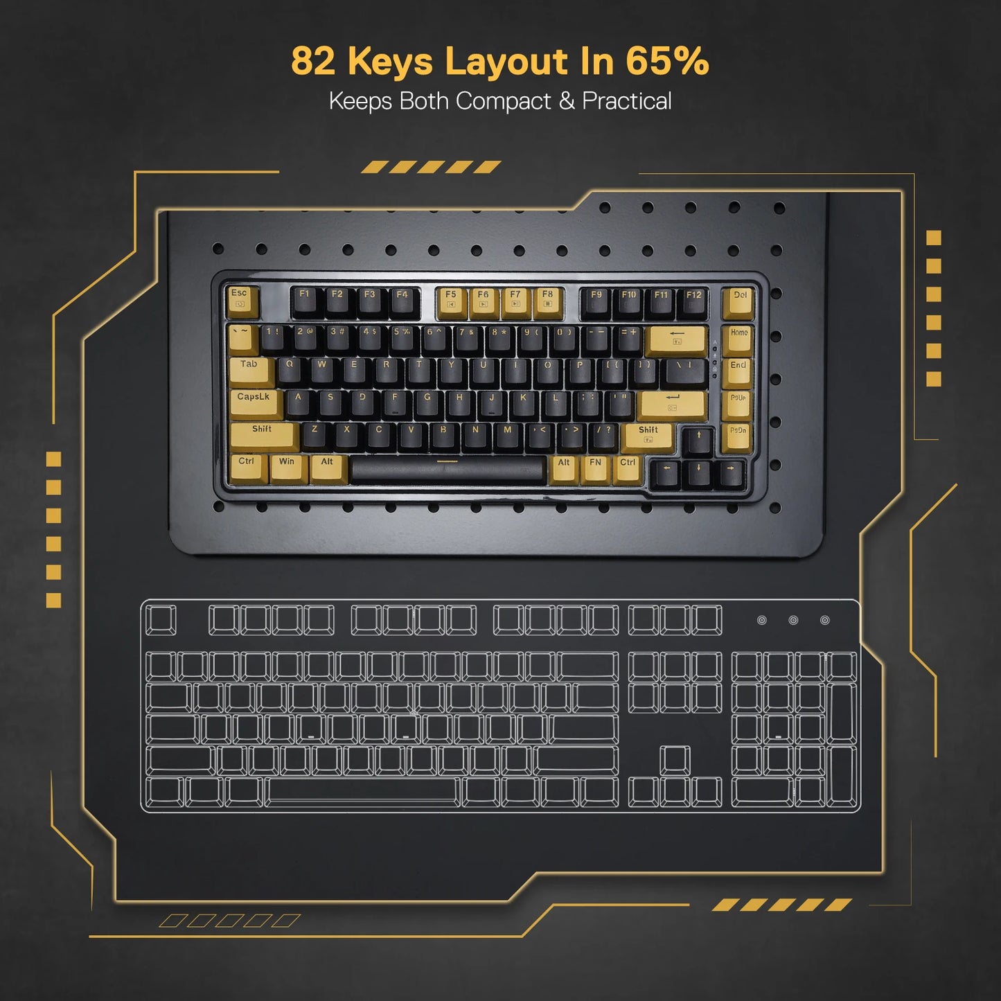 RGB Gaming Keyboard, 82 Keys Layout Hot-Swap Compact Mechanical Keyboard