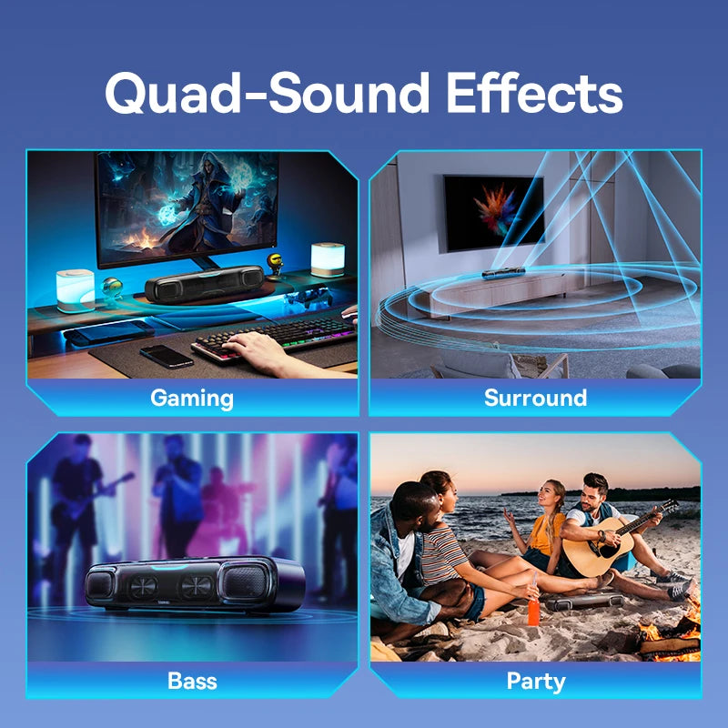 Baseus DS10 Portable Soundbar Speaker Bluetooth 5.3 4-Unit Driver Audio 3D Soundscape Surround