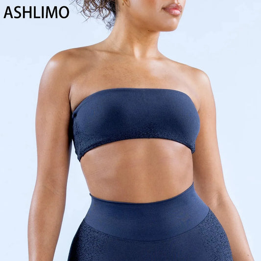 Bandeau Bra  Sports Padded Crop Top Push-up Workout