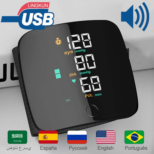 Wrist Type Blood Pressure Monitor LED Display Fast Measurement Digital Tensiometer