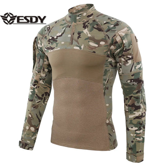 ESDY Men's Military Tactics Shirts Camouflage Frog