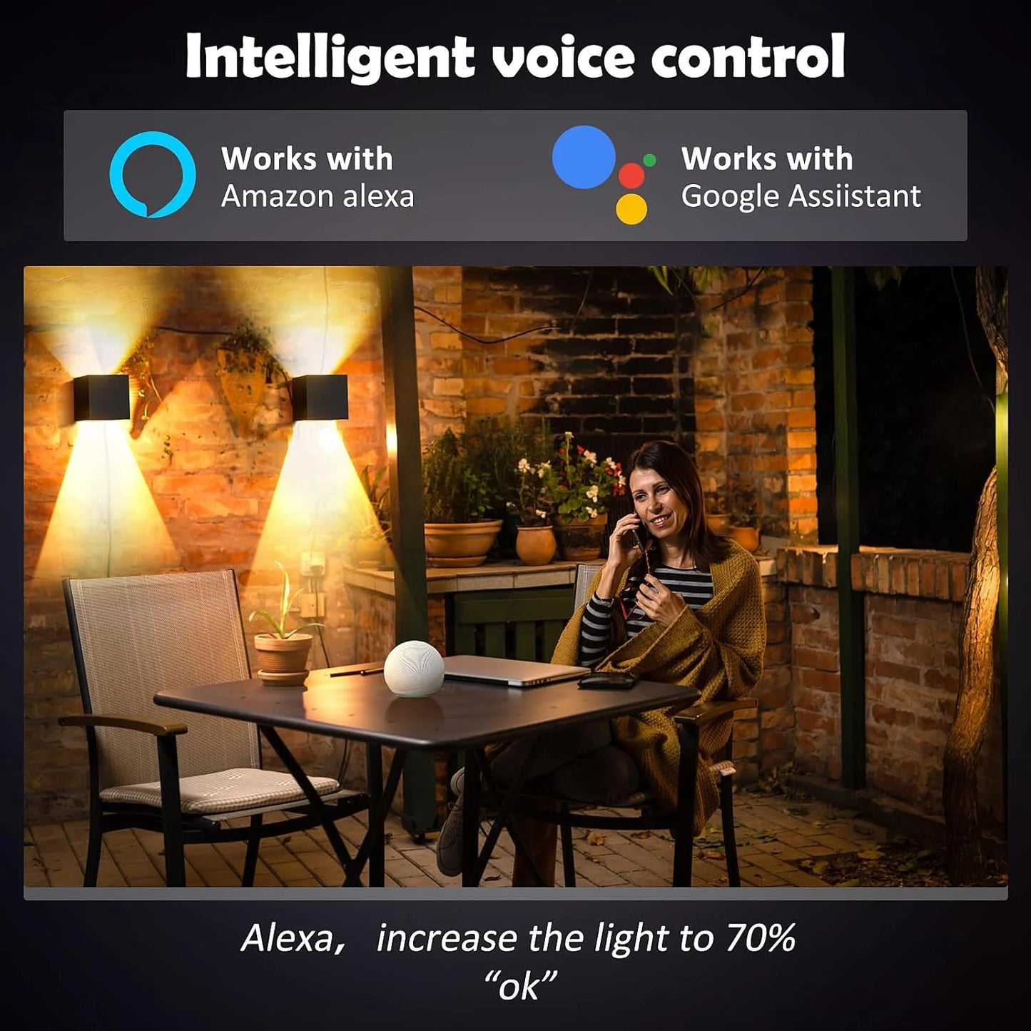 Smart WiFi LED Wall Lamp Indoor outdoor with Alexa Remote Control