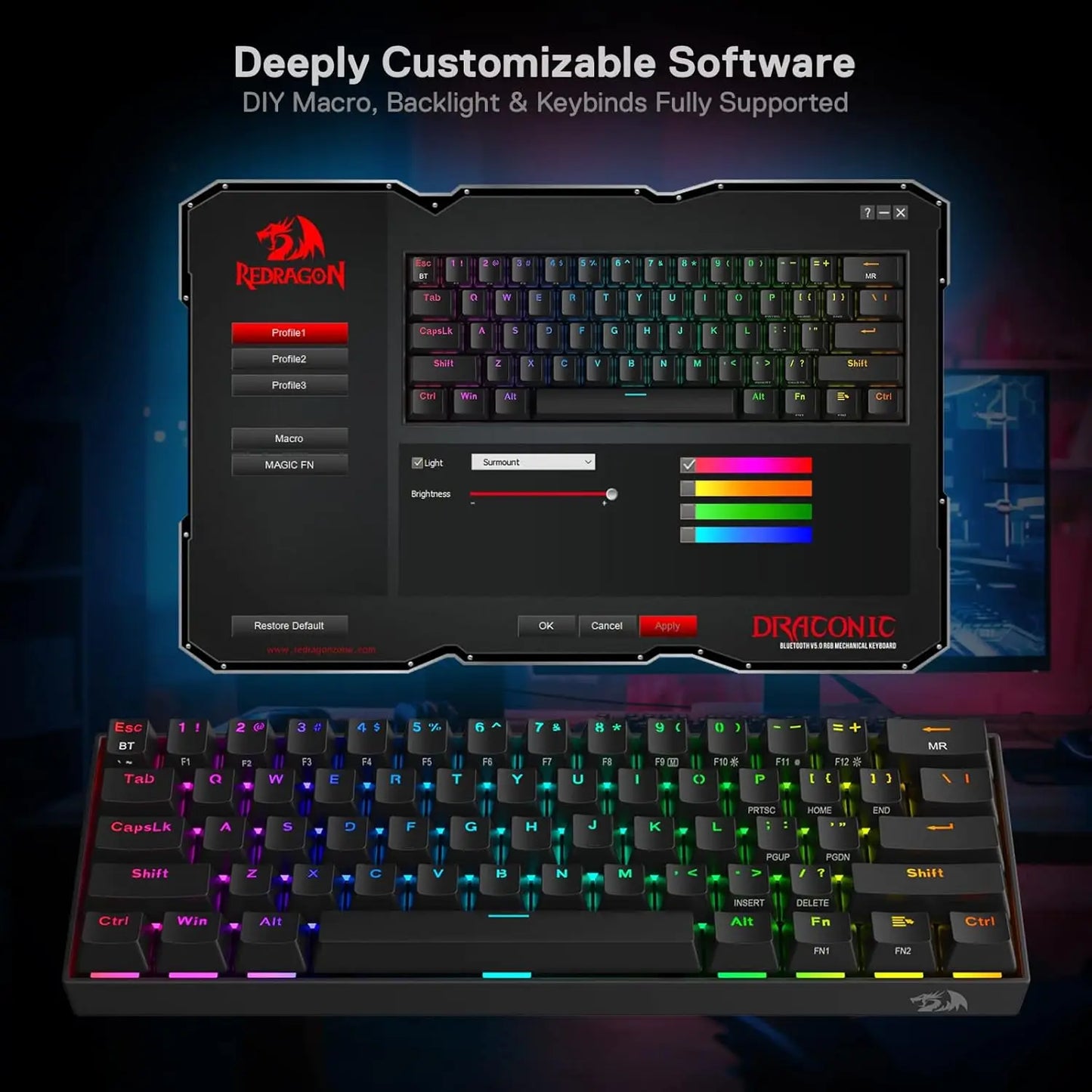 RGB 3-Mode 61 Keys Gaming Hot-Swap Mechanical Keyboard