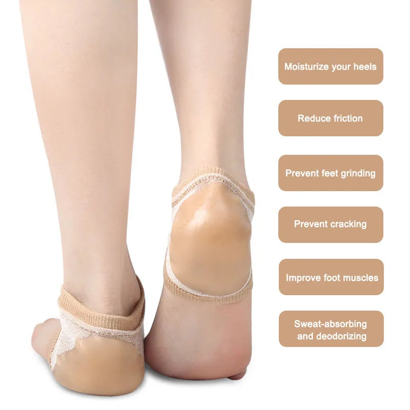 Pads Heel Cups Plantar Fasciitis Support Feet Care Skin Repair Cushion Half-yard Socks