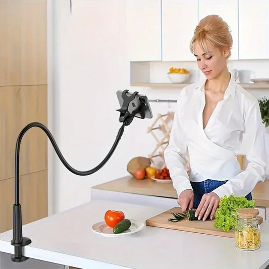 Phone Clip on Stand Holder with Grip Flexible Long Arm Gooseneck