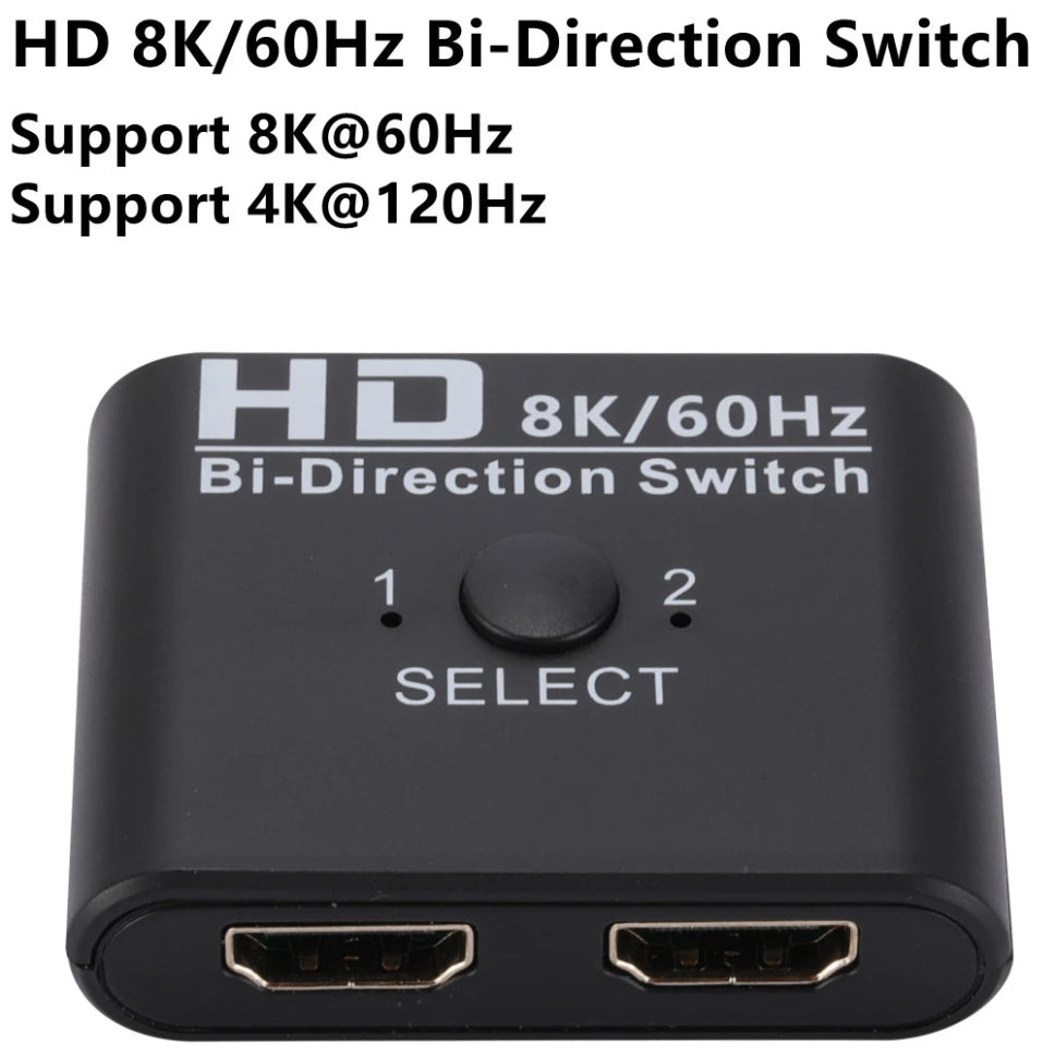 HDMI Switch Splitter 8K 60Hz 4K120Hz Bi-Direction 1 in 2/2 in 1 HDMI