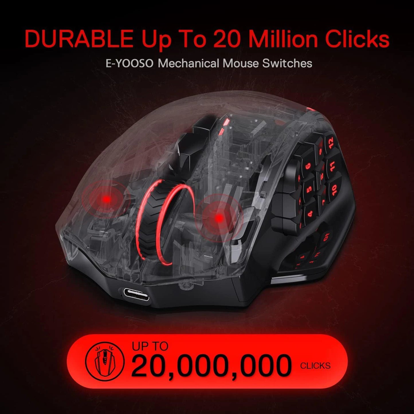 E-YOOSO X33 Impact Elite Wireless Gaming Mouse with 16 Programmable Buttons