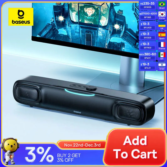 Baseus DS10 Portable Soundbar Speaker Bluetooth 5.3 4-Unit Driver Audio 3D Soundscape Surround