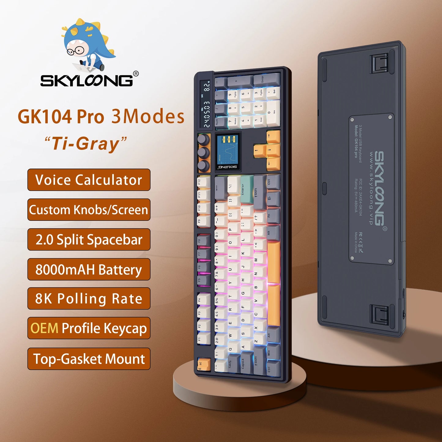 SKYLOONG GK104 Pro Full-Size 3-Mode Wireless Mechanical Keyboard