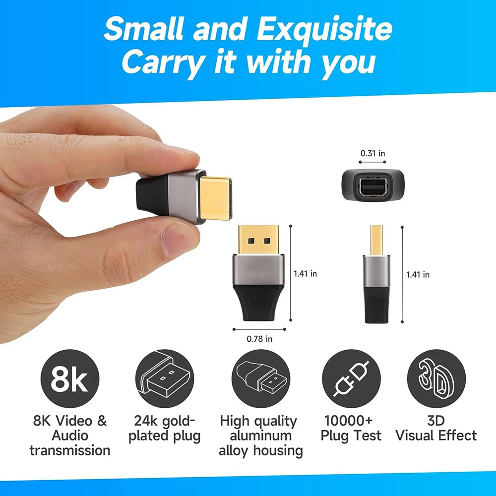 Mini DisplayPort to DisplayPort Adapter 8K60Hz DP2.1 Female to MiniDP Male Bi-Directional