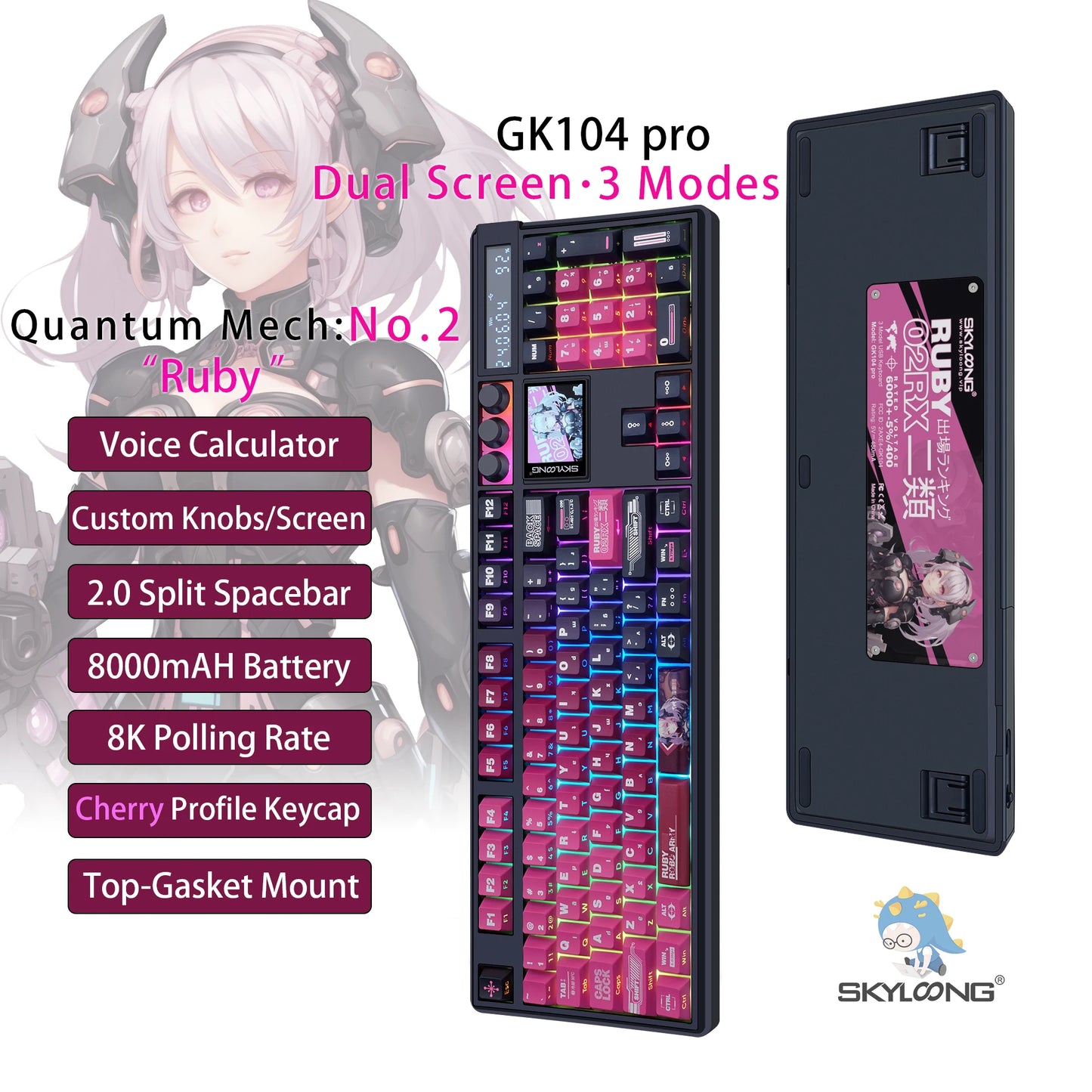 SKYLOONG GK104 Pro Full-Size 3-Mode Wireless Mechanical Keyboard