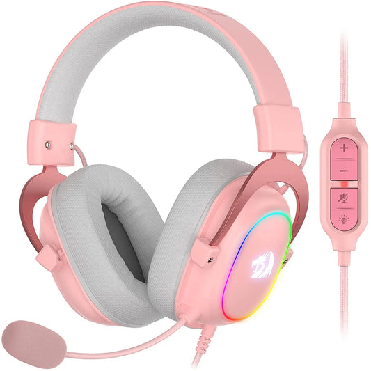 Redragon Pink Earpiece RGB Wired Gaming Headset - 7.1 Surround Sound Multi Platforms
