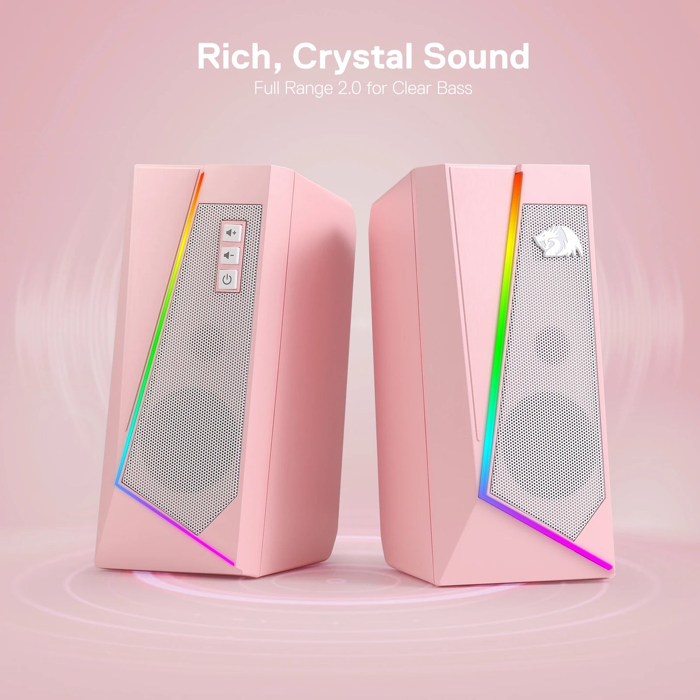 Redragon GS520 RGB Desktop Speakers, 2.0 Channel PC Stereo Speaker