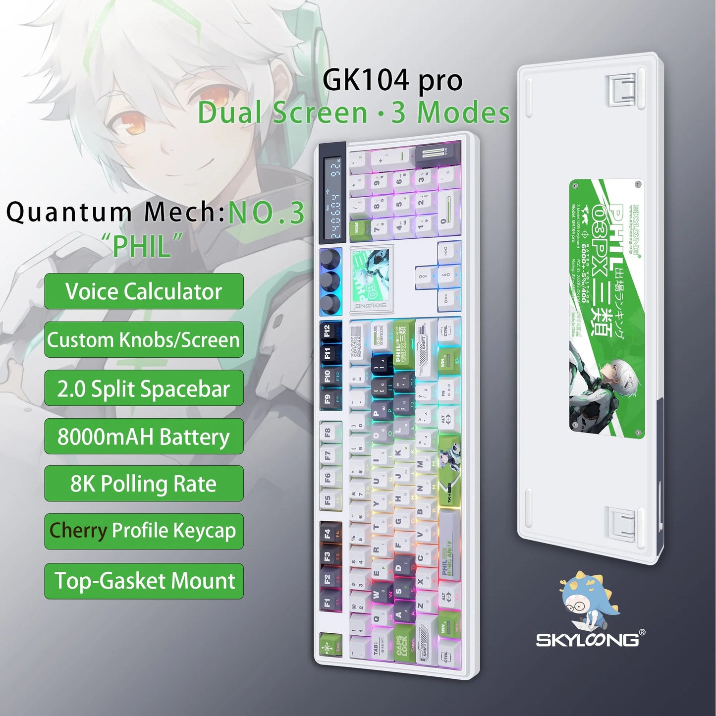 SKYLOONG GK104 Pro Full-Size 3-Mode Wireless Mechanical Keyboard