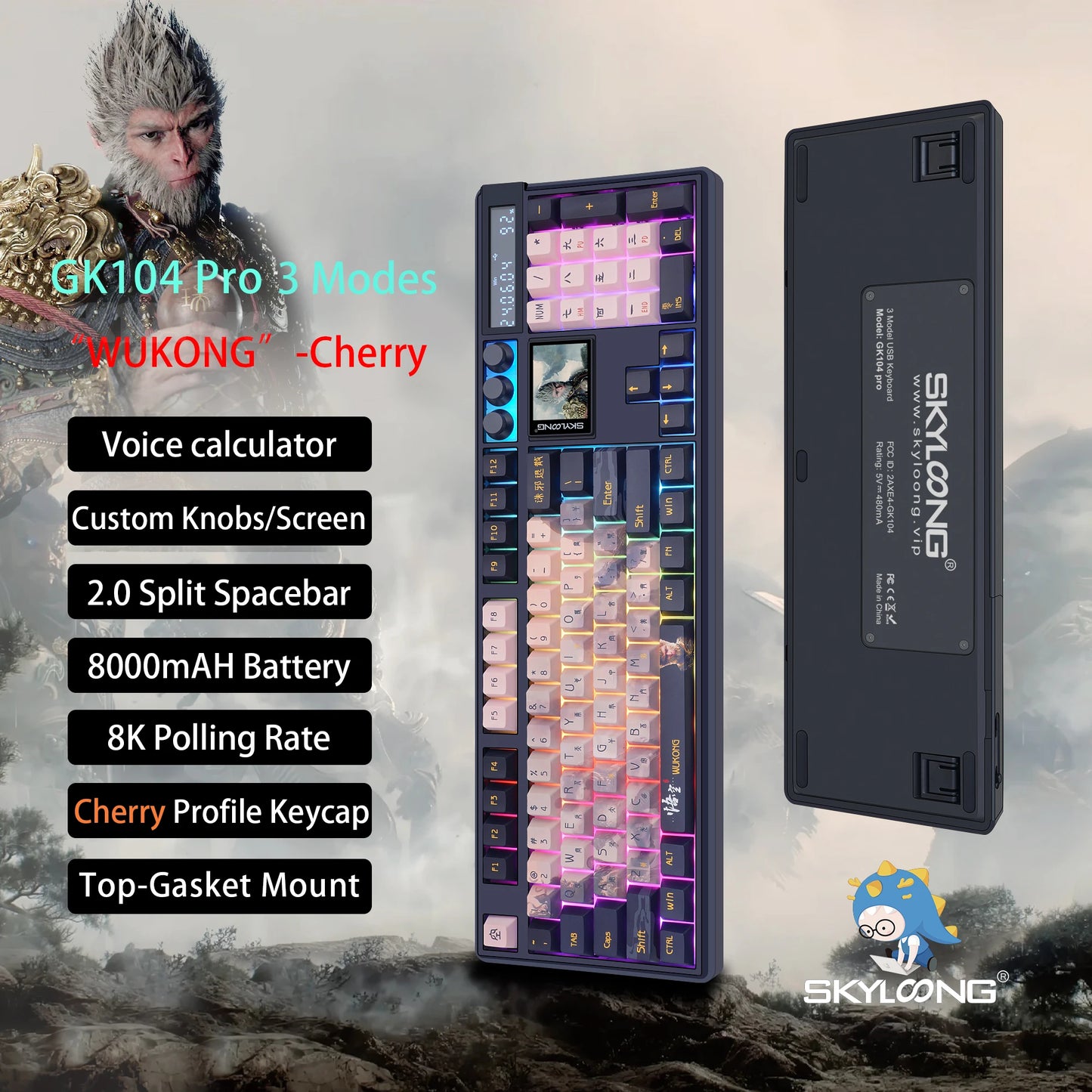 SKYLOONG GK104 Pro Full-Size 3-Mode Wireless Mechanical Keyboard