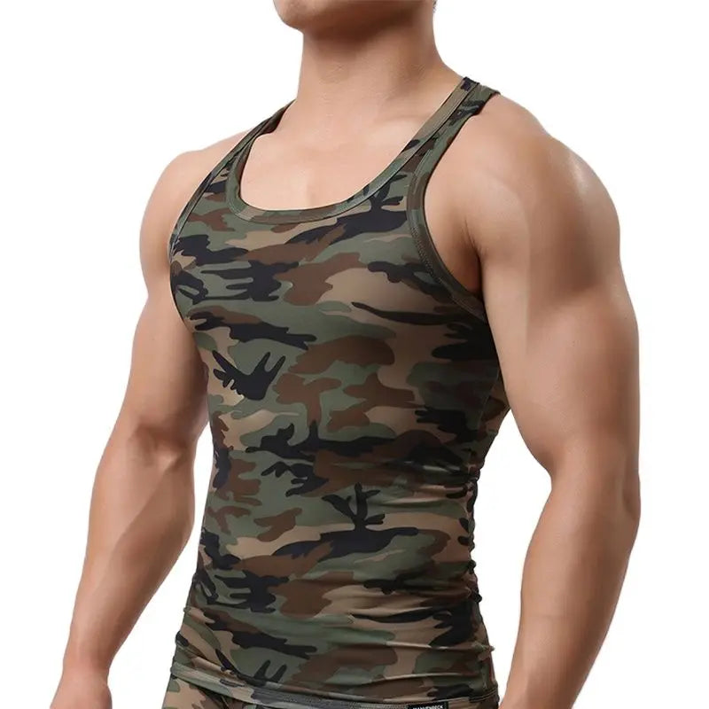 Fitness Camouflage Singlet Bodybuilding Vest Elastic Clothing