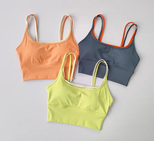 Sports Bra Women Shock-absorbing Gathering Double Breast Strap