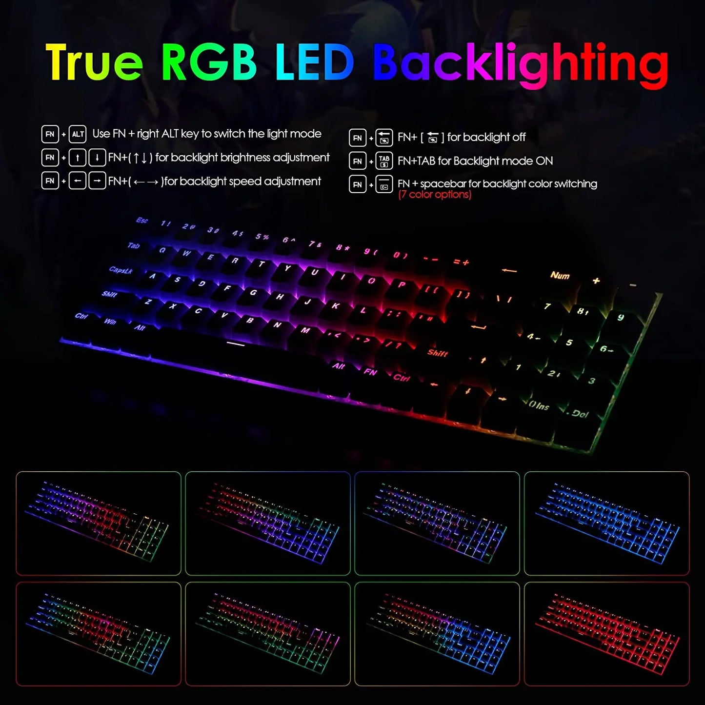 Redragon Gaming Mechanical Keyboard RGB Backlit 78 Keys Swith Anti-Dust