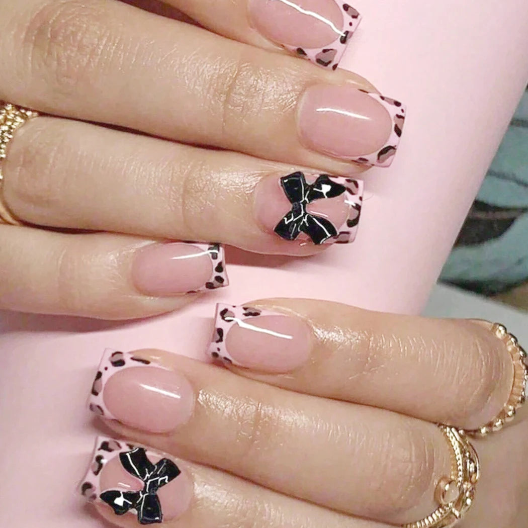 24pcs Autumn Brown French Fake Nails