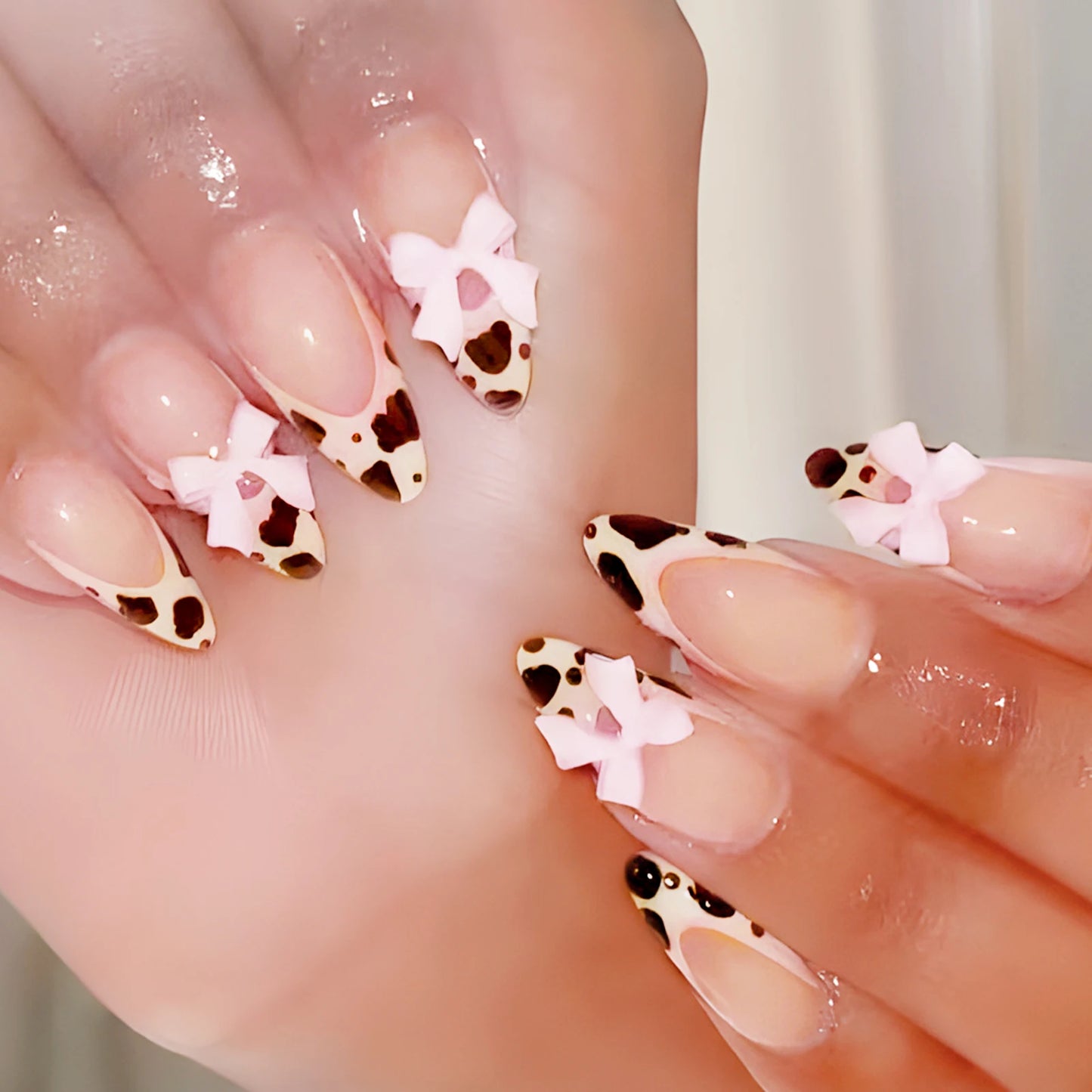 24pcs Autumn Brown French Fake Nails