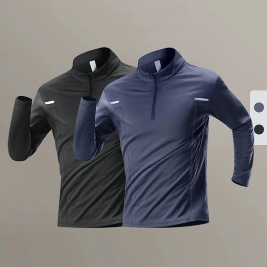 Outdoor Sport Men's Long Sleeve t-Shirts Zipper High Collar Dry Fit Running Cloth Autumn Breathable Casual Top Trend Sportswear