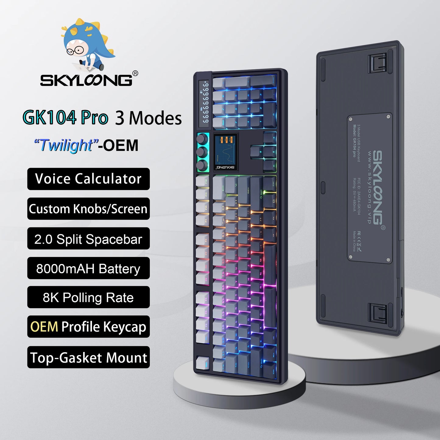 SKYLOONG GK104 Pro Full-Size 3-Mode Wireless Mechanical Keyboard