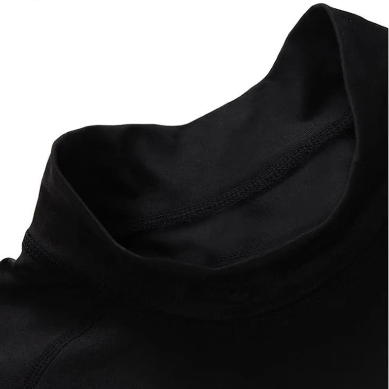 Men Compression Sport T Shirt Long Sleeve Fitness Shirt Man High Collar Bodybuilding Gym Top Quick Dry Football Running T Shirts
