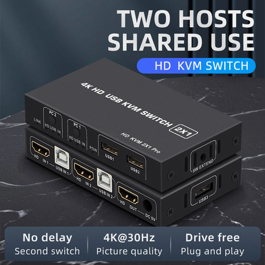 4K HDMI-Compatible USB KVM Switch HDMI-Compatible KVM Switch 60HZ Splitter Switcher