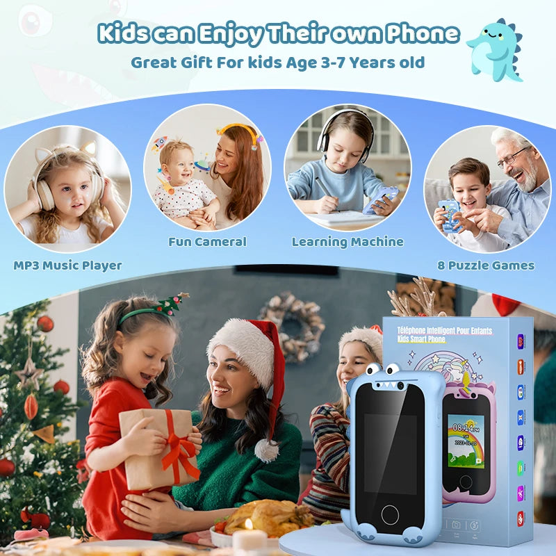 Kids Phone Gifts Toys for 3-12 Year Olds Toy Phone with Dual Camera