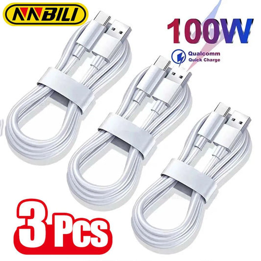 NNBILI 1-3PCS 10A 100W Type C Super Fast Charging Cable Data Cord