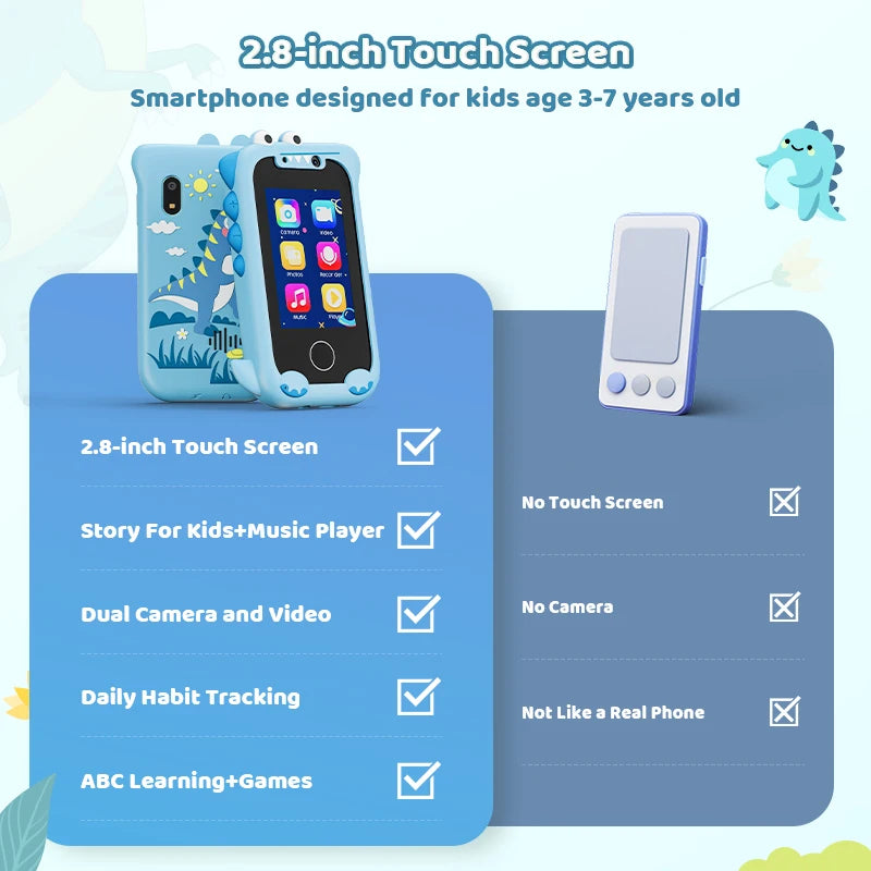 Kids Phone Gifts Toys for 3-12 Year Olds Toy Phone with Dual Camera