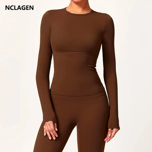 NCLAGEN  Sports Shirt Elastic Fitness Yoga Clothing Running Shirts