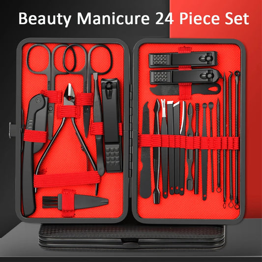 24PCS Set Professional Manicure Set Kits Stainless Steel