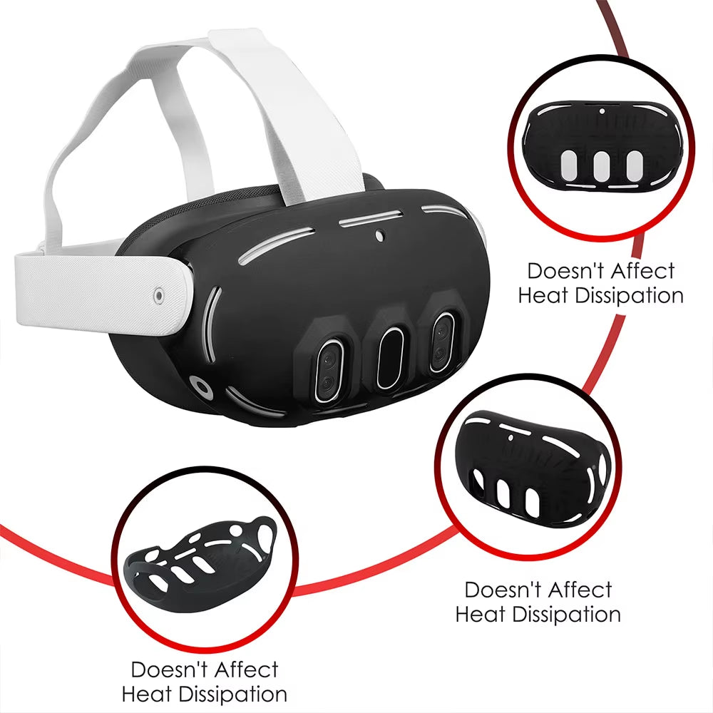 Silicone Cover Set for Oculus/Meta Quest 3 Accessories VR Headset Controller Grip Protective Cover Lens Cap Face Case Eye Mask
