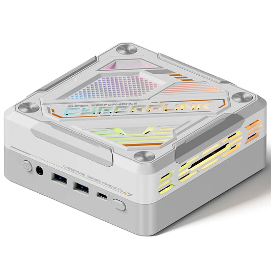 MN57U AMD Ryzen 7 5700U Mini PC 16GB RAM 512GB SSD WIFI6 BT5.2 Windows 11 Pro 4K Triple Display RGB Light Effect Mini Computer Desktop PC