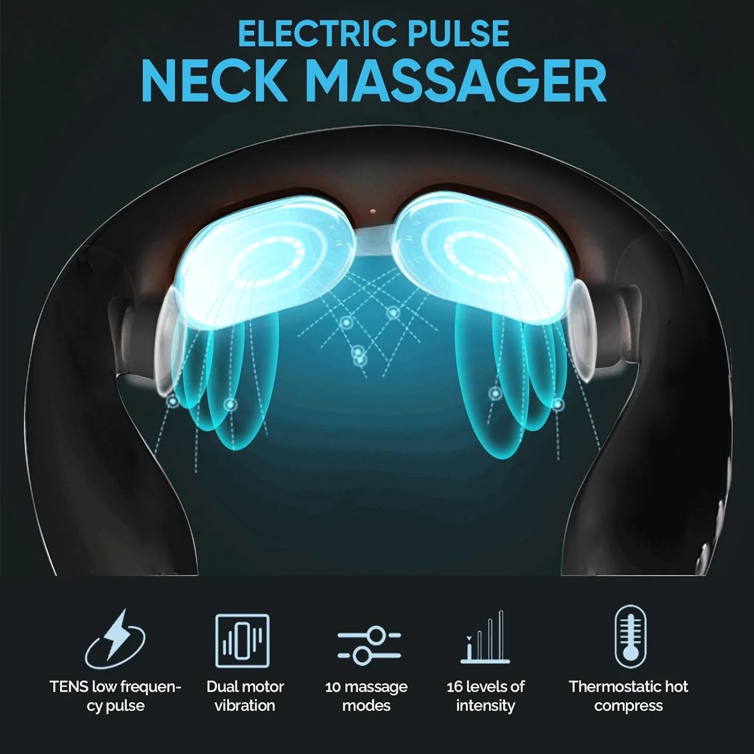 Neck Massager, Electric Pulse Neck Massager for Pain Relief Deep Tissue, Portable Intelligent Neck Massager with Heat for Women Men Gifts