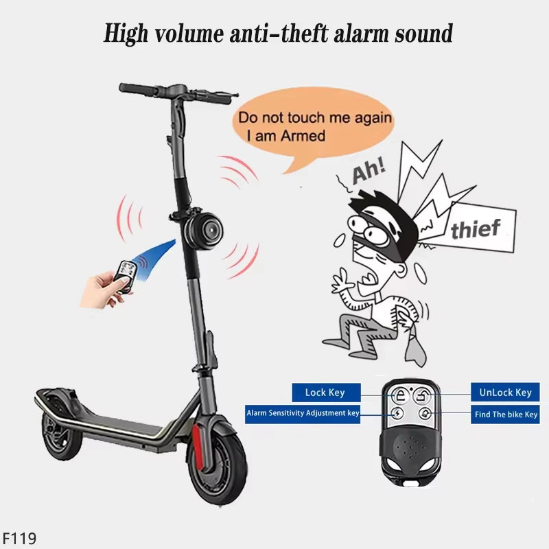 FEDOG Bicycle Electric Bicycle Scooter Electric Horn Alarm Electric Super Loud Horn, Remote Control Operation anti Theft Alarm