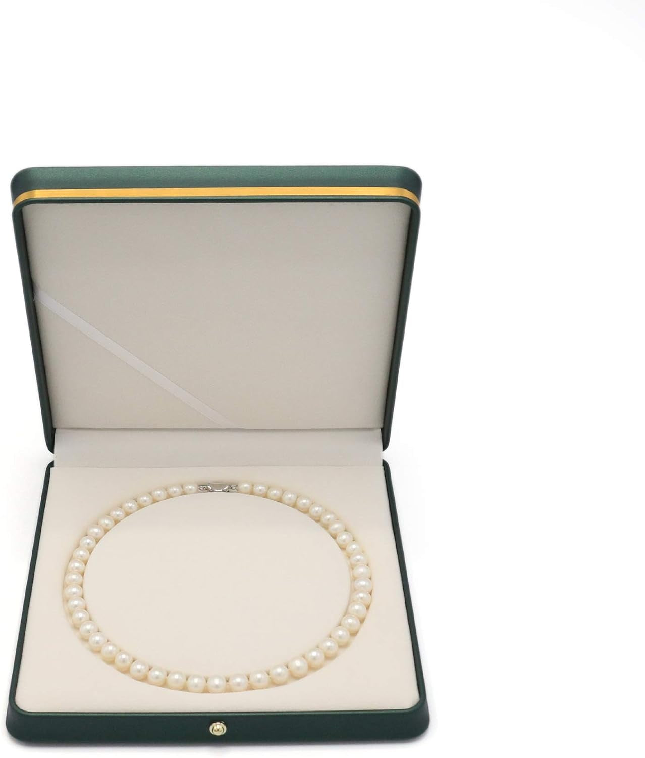 Blackish Green Premium Leather Box Wedding Jewelry Set Display Case Storage Holder (For Pearl Necklace)