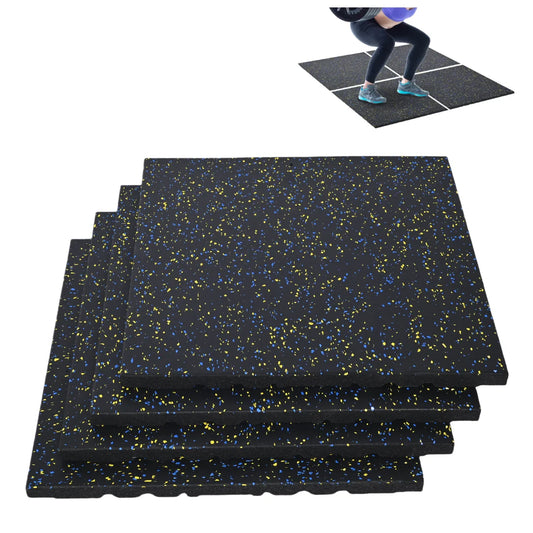 Rubber Gym Flooring, 0.98'' Thick High-Density Gym Mats, 20" X 20" Exercise Workout Equipment Mat for Home Gym, 4 Pack