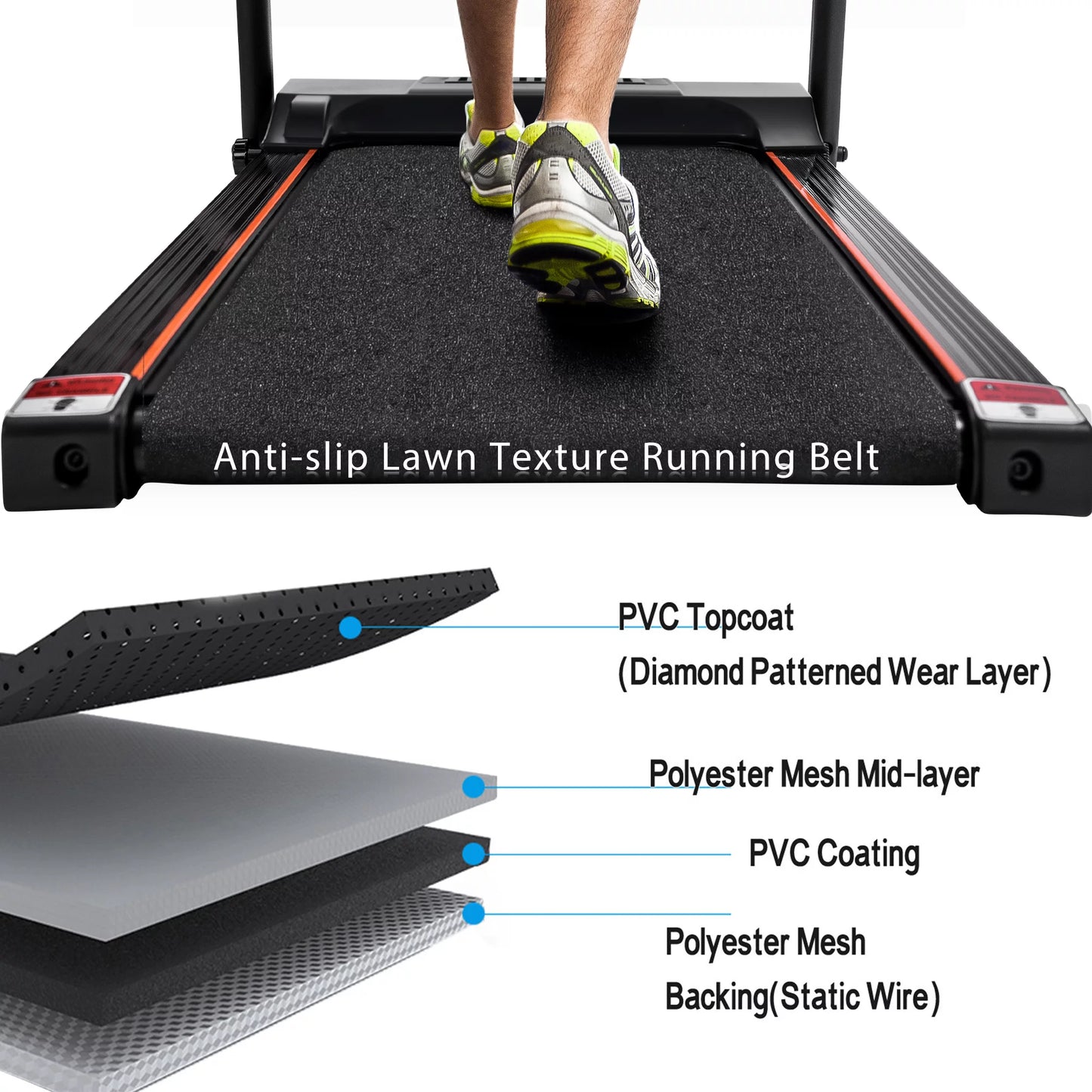 Folding Treadmill Can Hold 240Lbs Electric Treadmill 1.5HP Jogger with 3 Levels of Incline 12 Preset Programs