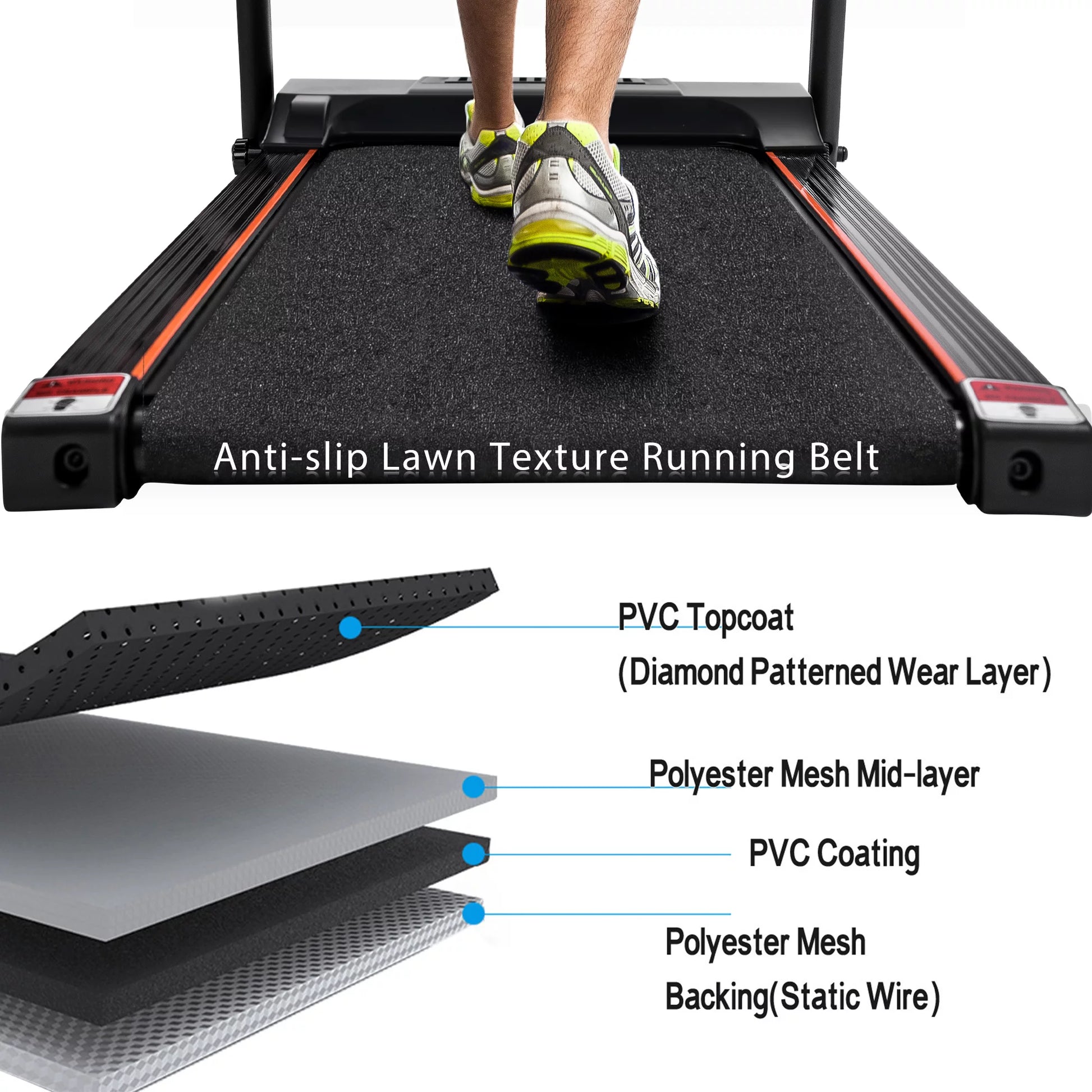 Folding Treadmill Can Hold 240Lbs Electric Treadmill 1.5HP Jogger with 3 Levels of Incline 12 Preset Programs