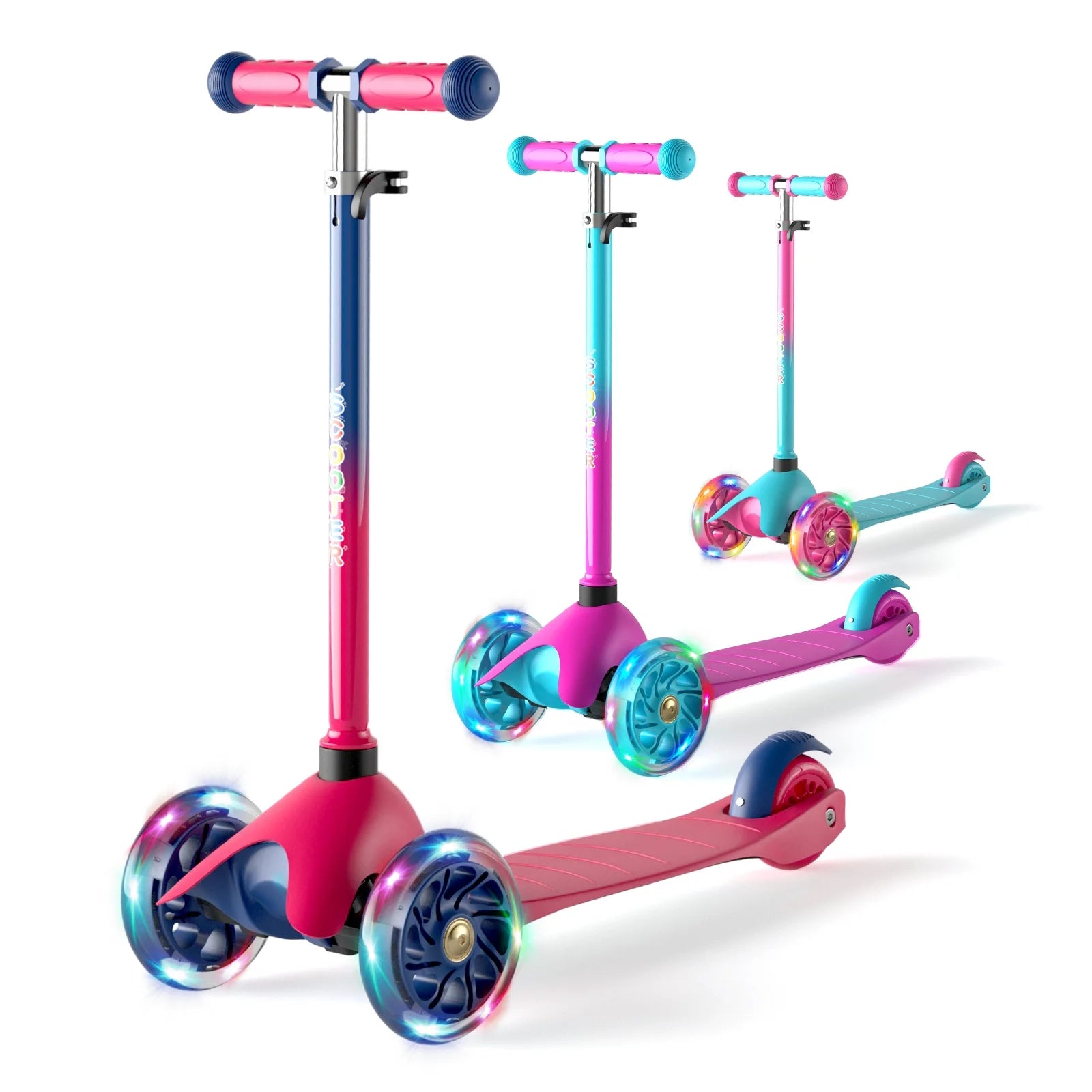 Kids Scooter Kick Scooter 3 Wheel Adjustable Height Light up LED Wheels for Kids Boys Girls Ages 2-5