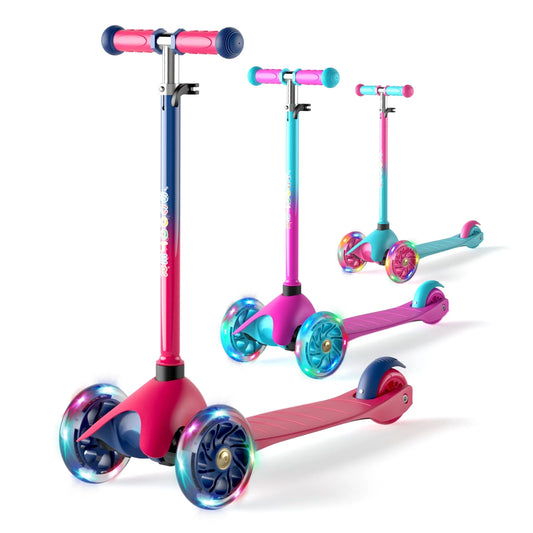 Kids Scooter Kick Scooter 3 Wheel Adjustable Height Light up LED Wheels for Kids Boys Girls Ages 2-5