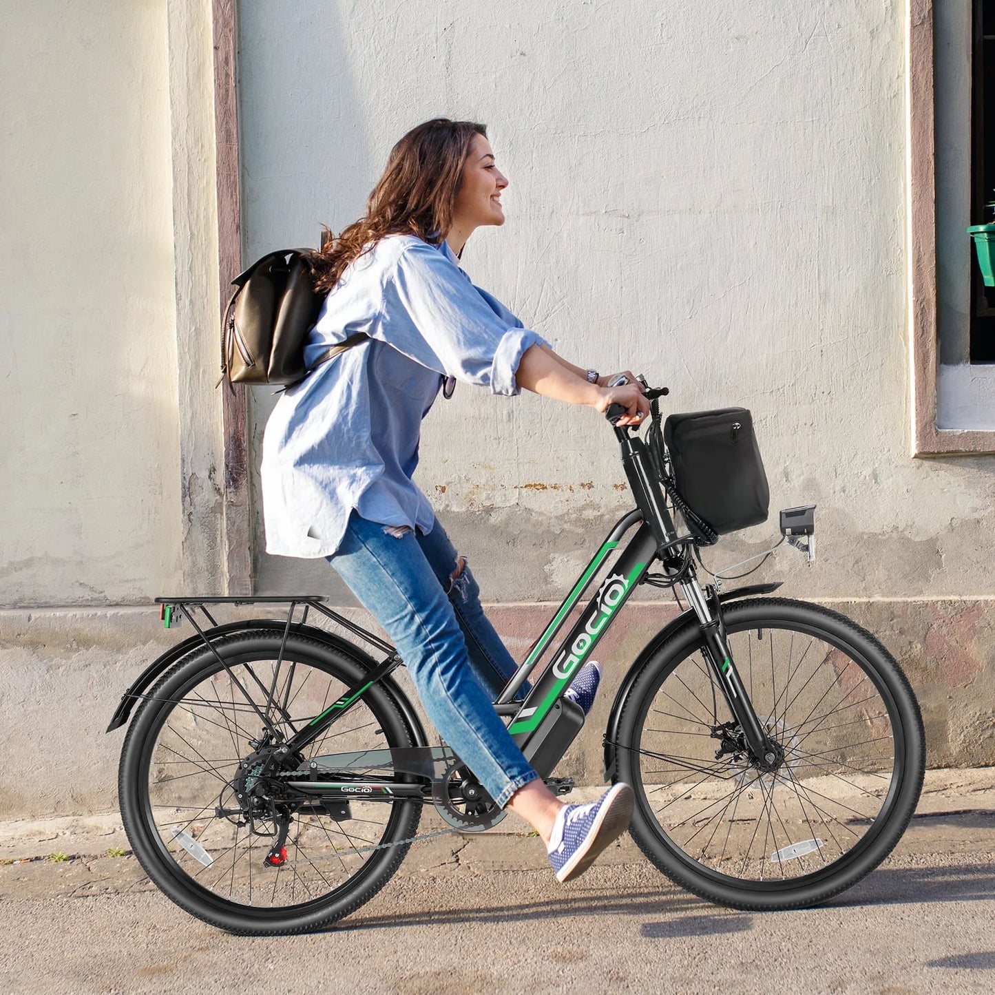 500W 26" Electric Bike 48V Removable Battery Electric Bicycle for Adults, 19.8Mph Cruiser Ebike, Electric Commuter Bike Low Step Frame, Shimano 7 Speed for Men Women Senior UL2849