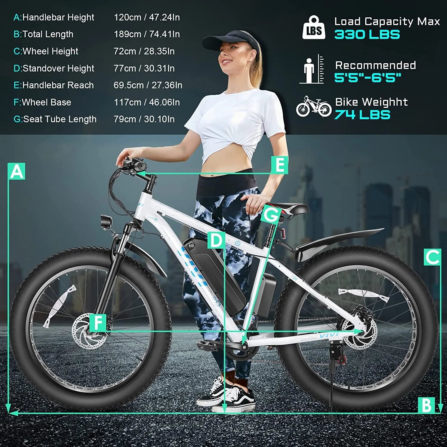 Electric Bike 26" X 4.0 Fat Tire Electric Bike 500W All Terrain Electric Bike Long Range Electric Mountain Bike with 48V 13Ah Removable Battery, UL2849 Certified