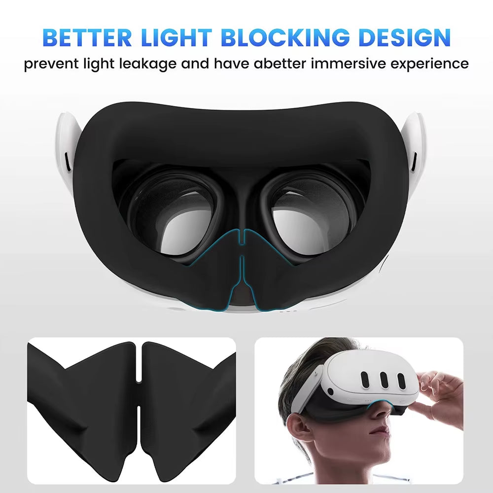 Silicone Cover Set for Oculus/Meta Quest 3 Accessories VR Headset Controller Grip Protective Cover Lens Cap Face Case Eye Mask