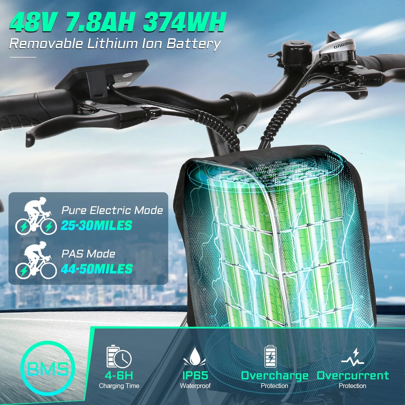 500W 26" Electric Bike 48V Removable Battery Electric Bicycle for Adults, 19.8Mph Cruiser Ebike, Electric Commuter Bike Low Step Frame, Shimano 7 Speed for Men Women Senior UL2849
