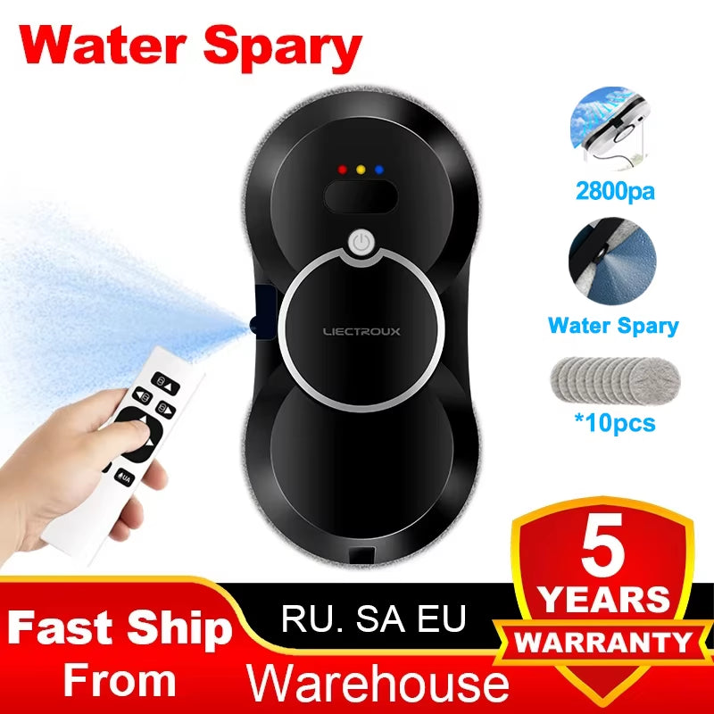 Window Cleaning Robot  HCR-10 Water Spraying Ultrathin Robot Window Cleaner, Auto Electric Glass Wet Mop, Smart Memory