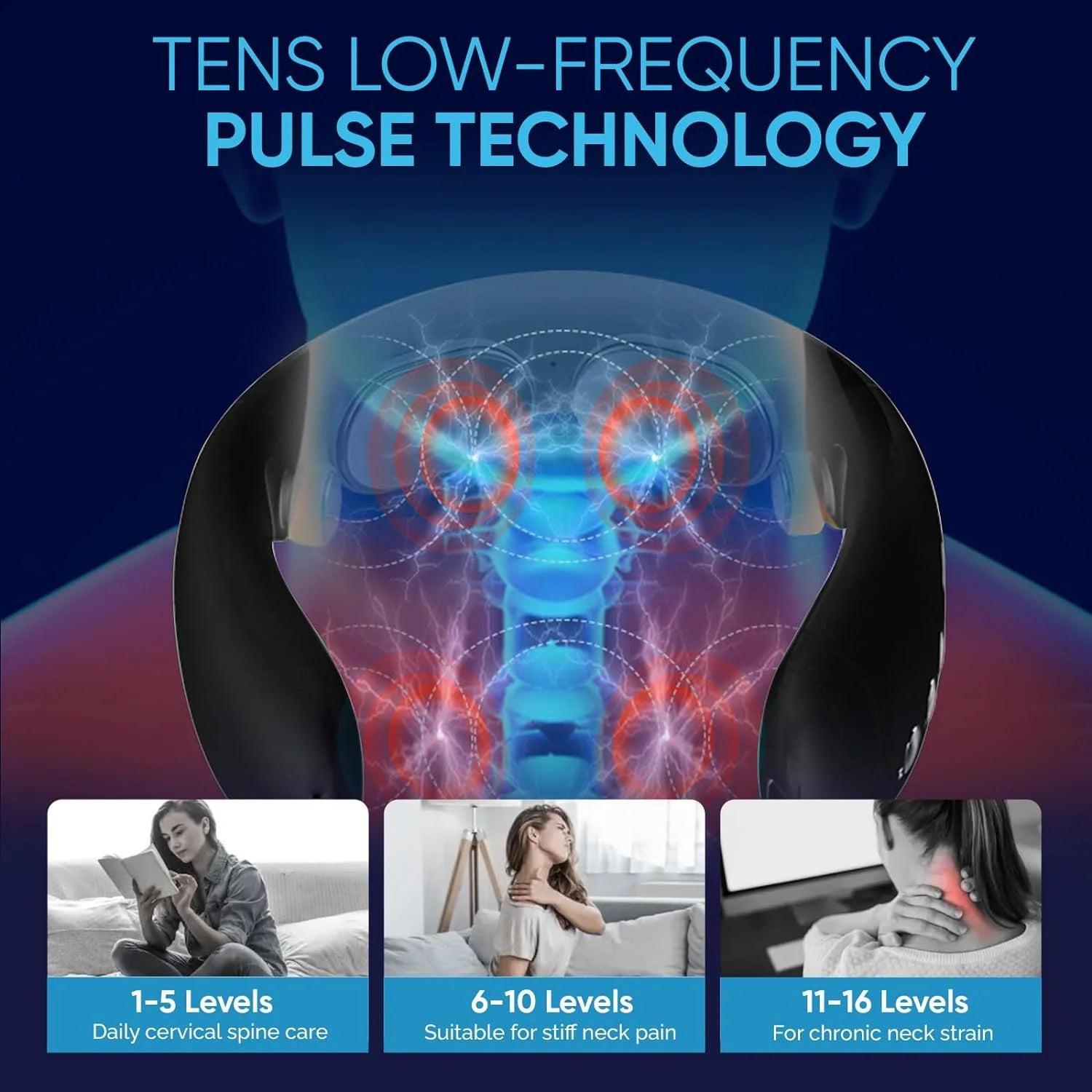 Neck Massager, Electric Pulse Neck Massager for Pain Relief Deep Tissue, Portable Intelligent Neck Massager with Heat for Women Men Gifts
